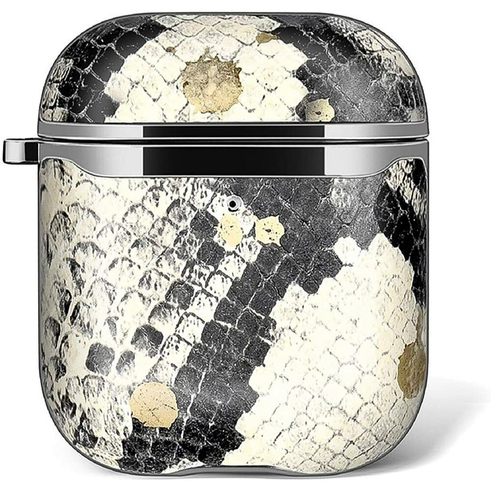 Case for Airpods Luxury Snakeskin 360° Protective Stylish with Keychain